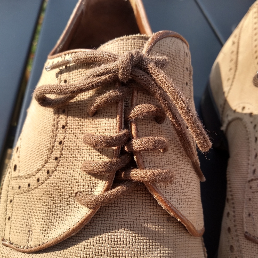 Men's L & M Shoes, Tan Leather Brogues, Wingtip, Size 8.5, Made in Italy - Picture 12 of 16
